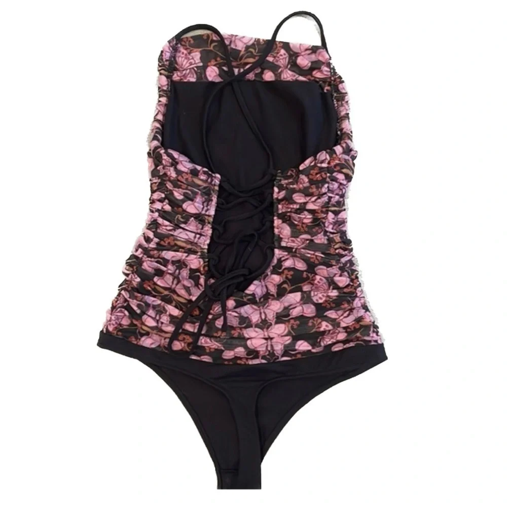 NEW FREE PEOPLE - Thong bodysuit with mesh and drawstrings size XS
